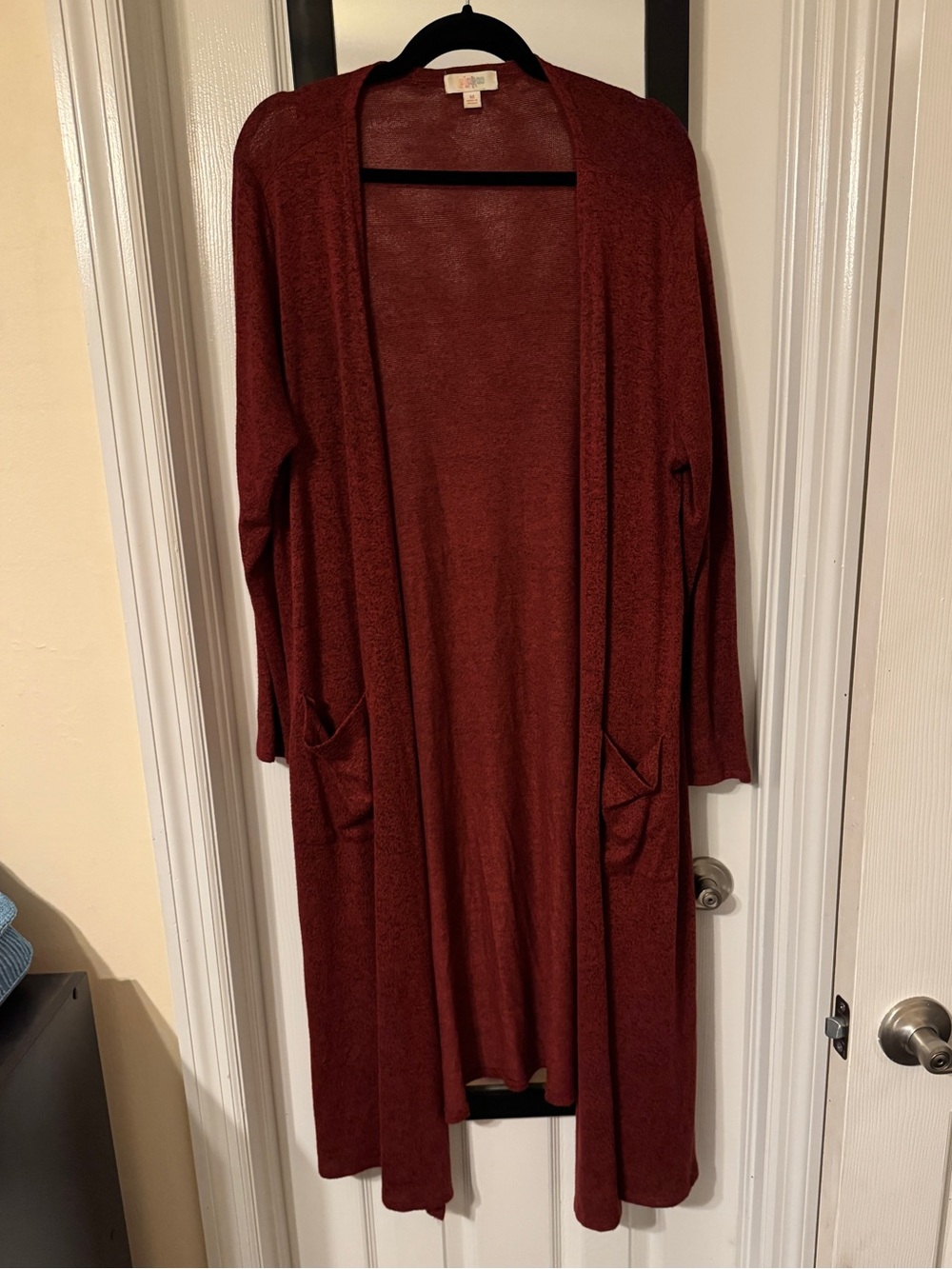 LuLaRoe Long Open-Front Cardigan in Deep Burgundy